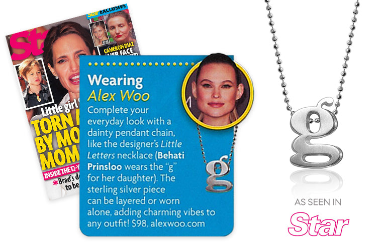 Behati Prinsloo wearing Alex Woo Little Letter G in Star Magazine