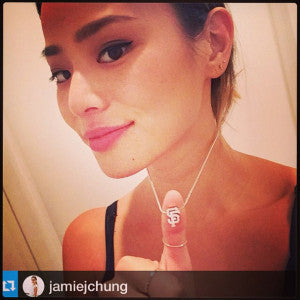 Jamie Chung wears our Little MLB San Francisco Giants!