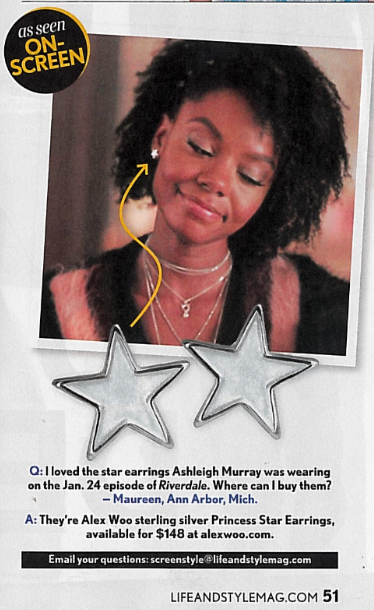 Riverdale Actress, Ashleigh Murrary, wearing Alex Woo Princess Star Earrings