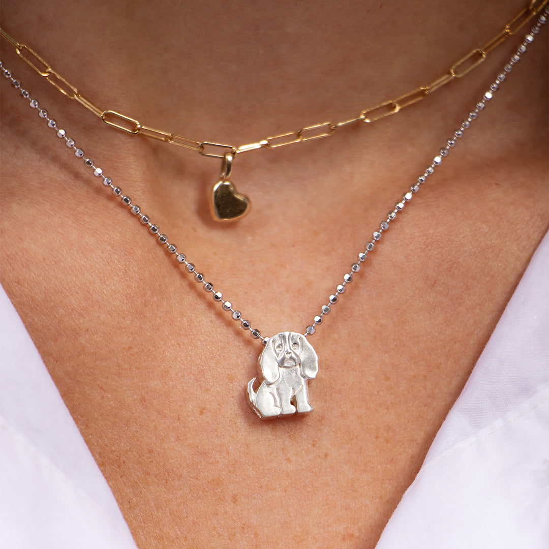 Alex Woo Pet Cavalier Charm Necklace